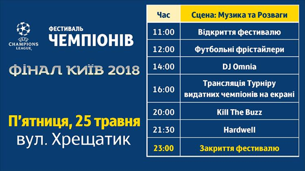 Финал Лиги чемпионов в Киеве: афиша