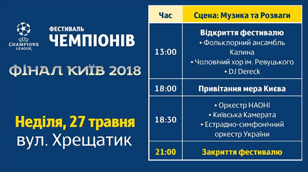 Финал Лиги чемпионов в Киеве: афиша