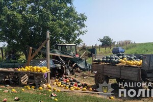 Под Санжейкой женщина-водитель влетела в лоток с арбузами: пострадал продавец (обновлено)