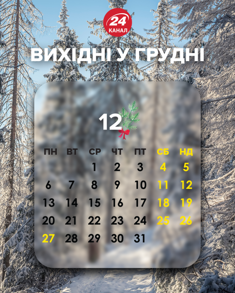 Зимние праздники: как украинцы будут отдыхать в декабре