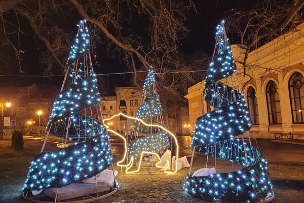 Новогодний лес и огромный подарок: праздничные фотозоны в центре Одессы 
