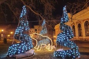 Новогодний лес и огромный подарок: праздничные фотозоны в центре Одессы 