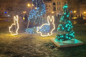 Новогодний лес и огромный подарок: праздничные фотозоны в центре Одессы 
