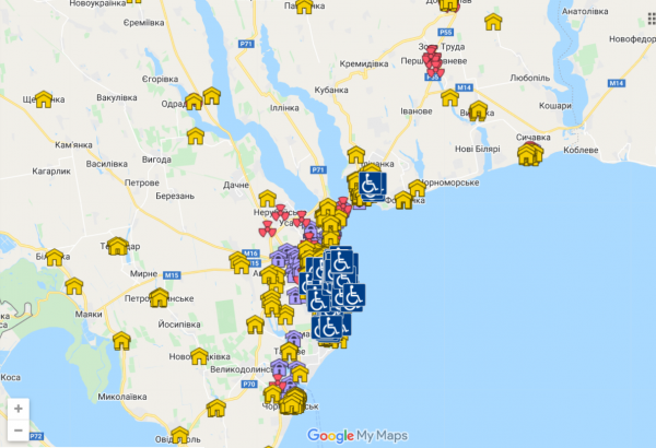 Карта бомбоубежищ в Одессе и области
