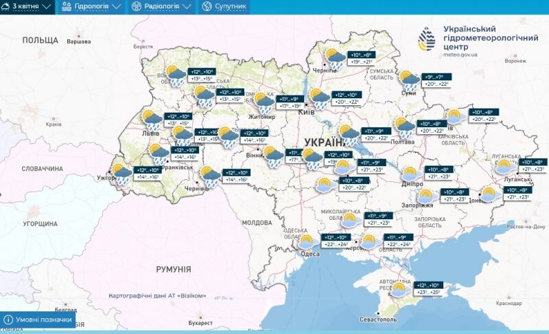 Спека під кінець березня та&nbsp;похолодання на&nbsp;початку квітня: яку погоду синоптики обіцяють українцям найближчими днями