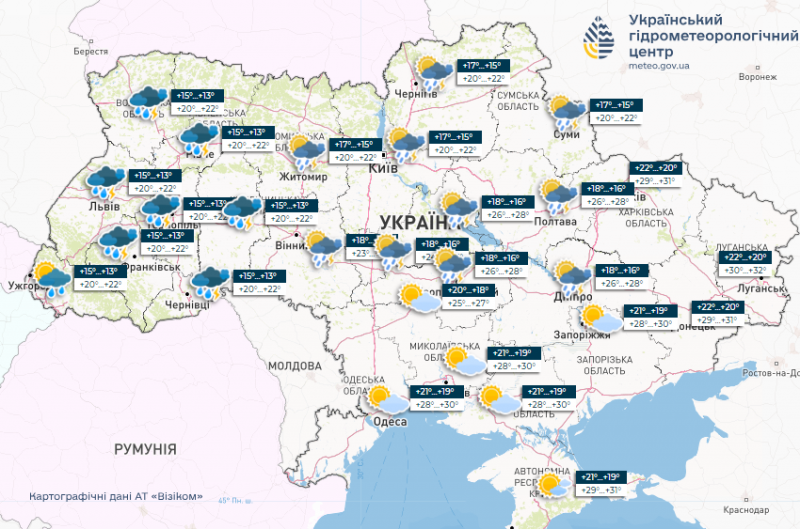 Північ заллють дощі, а південь страждатиме від спеки: прогноз погоди по Україні на тиждень 10 — 16 червня