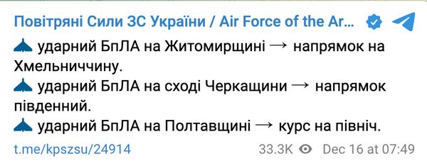 Ворог атакує Україну з повітря: на Київщині та в низці регіонів працює ППО