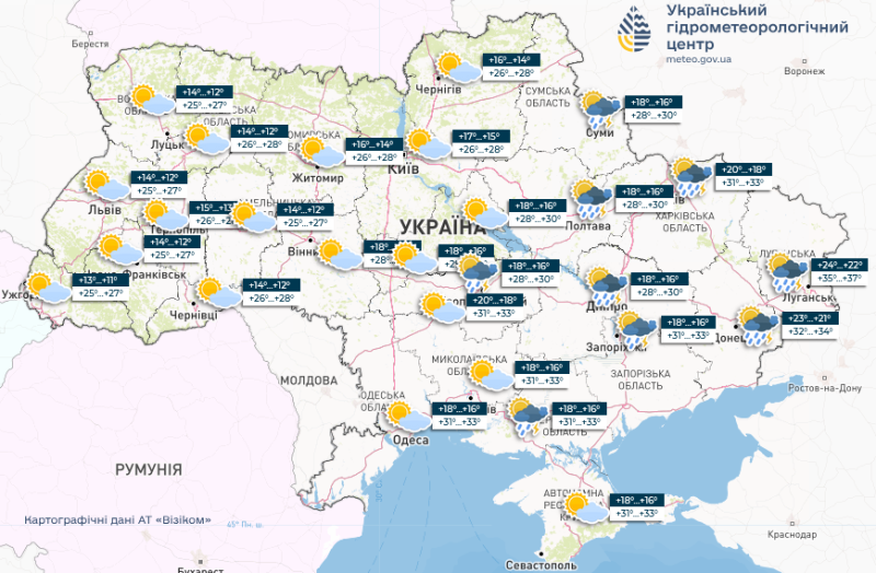 На заході — град та шквали, на сході — «африканська» спека: яку погоду синоптики прогнозують на вихідні 12−13 липня