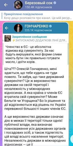 &laquo;Тебе кудись не&nbsp;туди повело&raquo;: політик про заяву нардепа від &laquo;ЄС&raquo; Гончаренка про те, що&nbsp;Євросоюз загрожує Україні